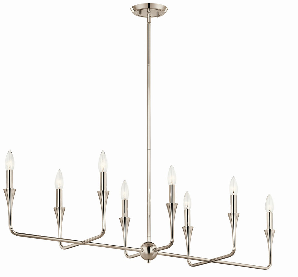 KICHLER 52693PN Alvaro 45.5 Inch 8 Light Linear Chandelier In Polished Nickel