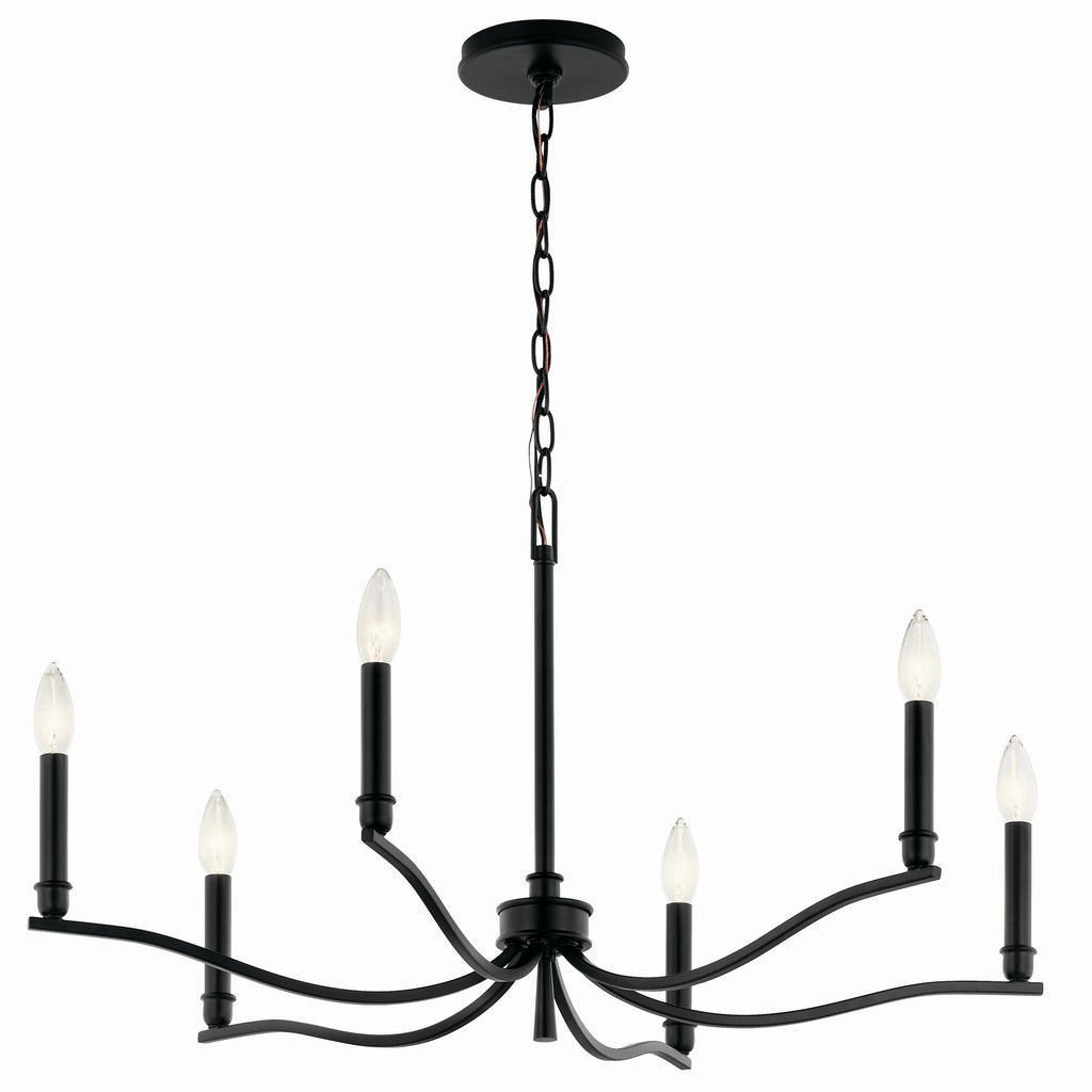 KICHLER 52695BK Malene 32 Inch 6 Light Chandelier In Black