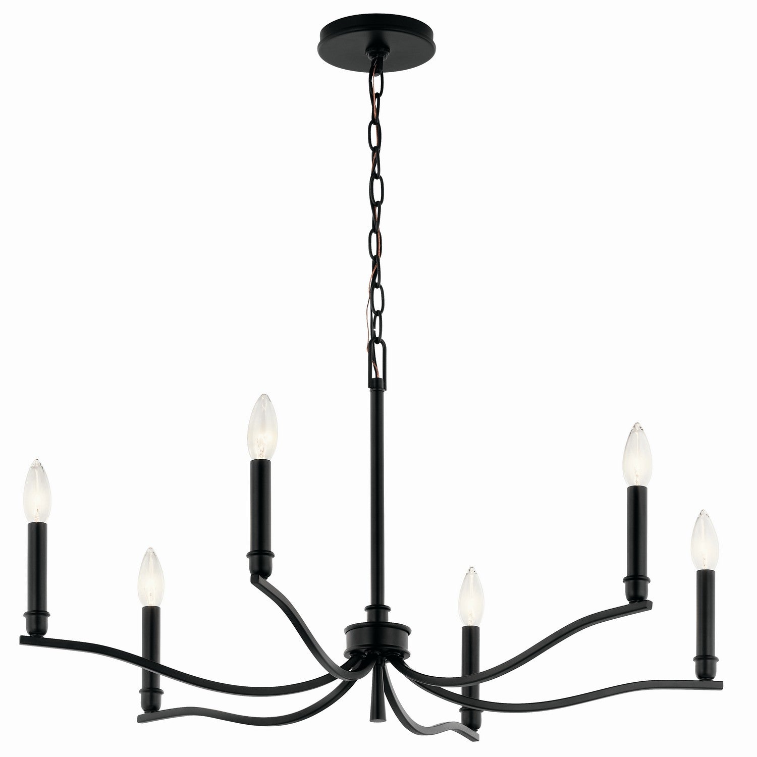 KICHLER 52695BK Malene 32 Inch 6 Light Chandelier In Black