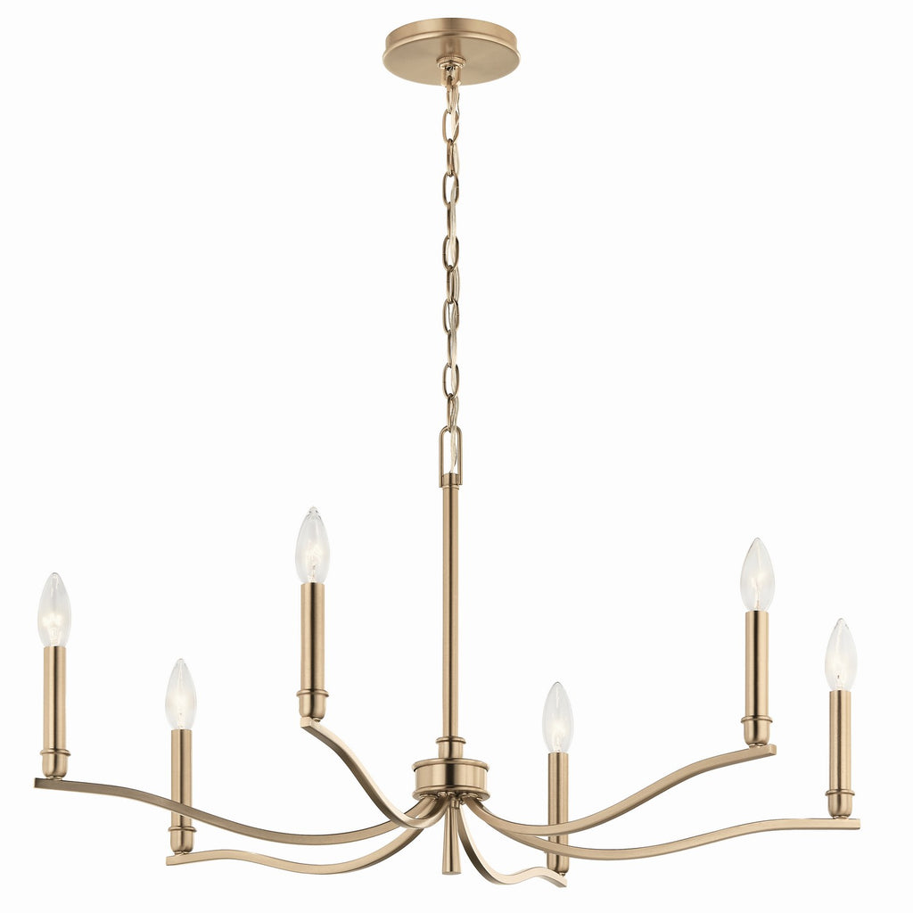 KICHLER 52695CPZ Malene 32 Inch 6 Light Chandelier In Champagne Bronze