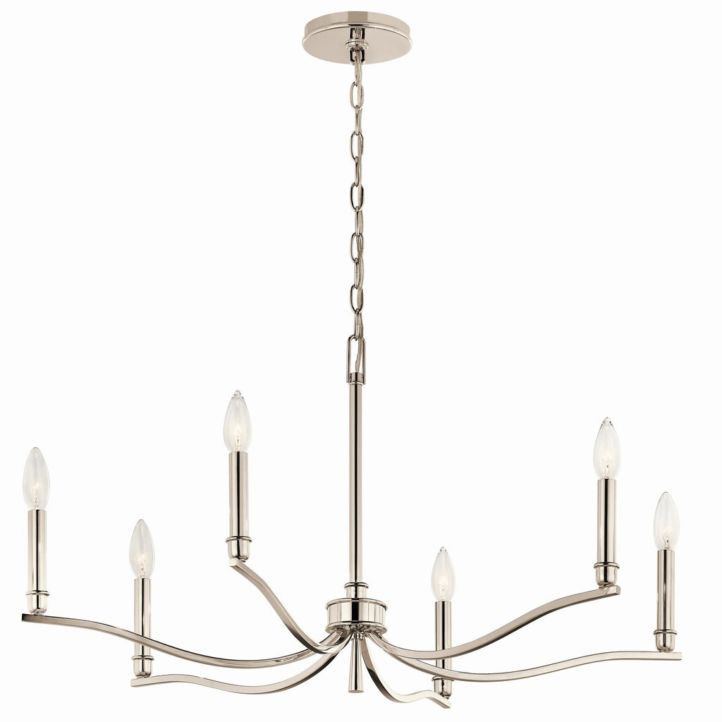 KICHLER 52695PN Malene 32 Inch 6 Light Chandelier In Polished Nickel