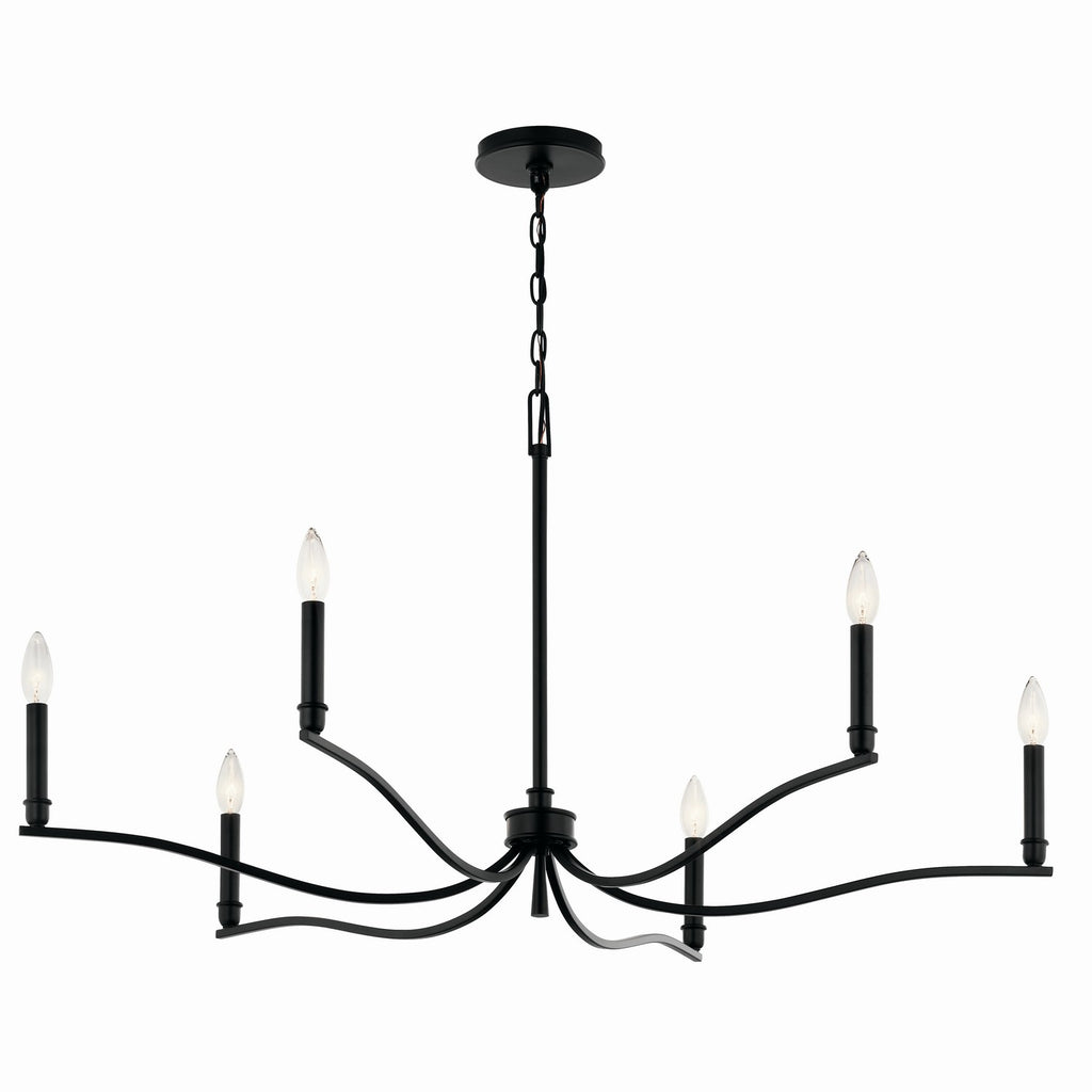 KICHLER 52696BK Malene 42 Inch 6 Light Chandelier In Black