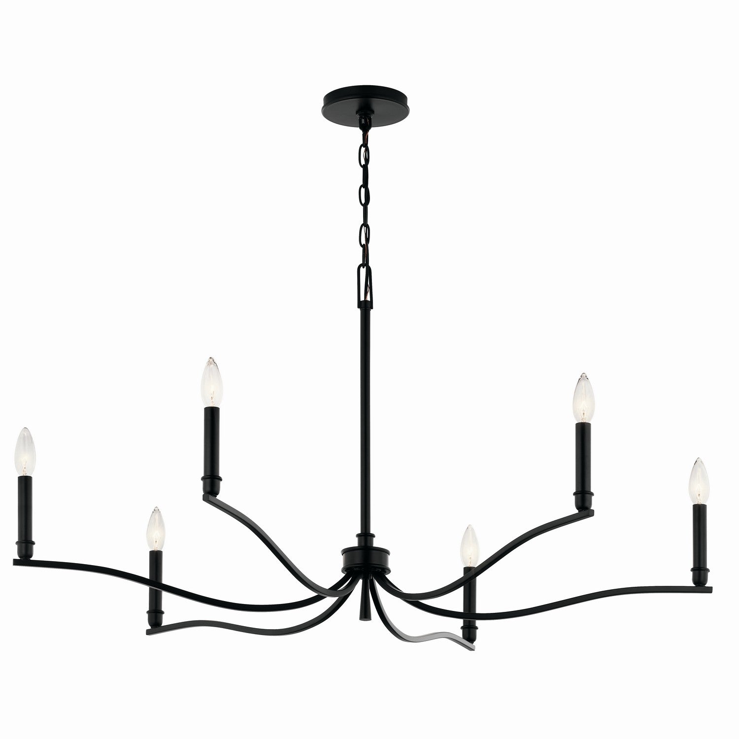 KICHLER 52696BK Malene 42 Inch 6 Light Chandelier In Black