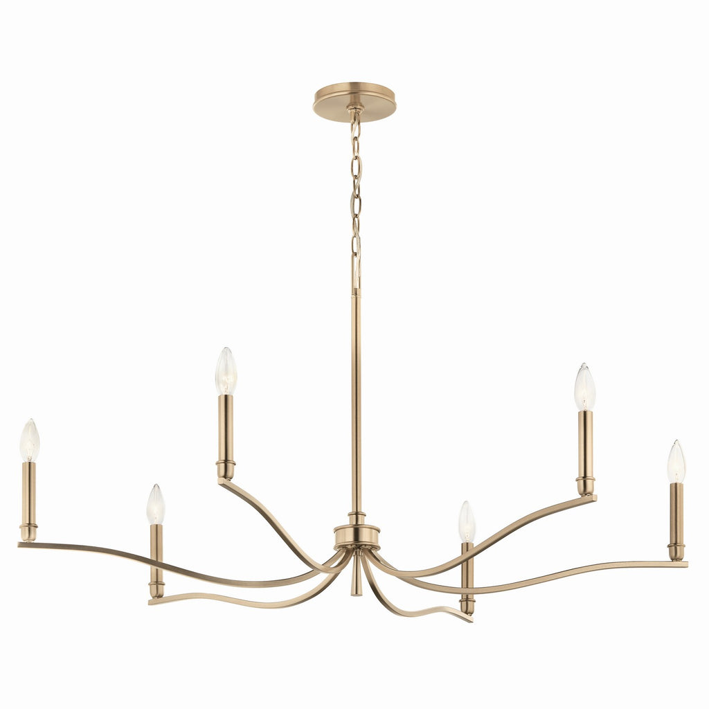 KICHLER 52696CPZ Malene 42 Inch 6 Light Chandelier In Champagne Bronze