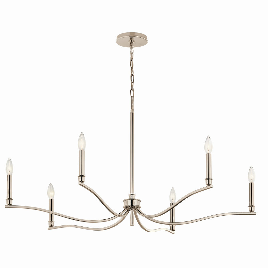 KICHLER 52696PN Malene 42 Inch 6 Light Chandelier In Polished Nickel