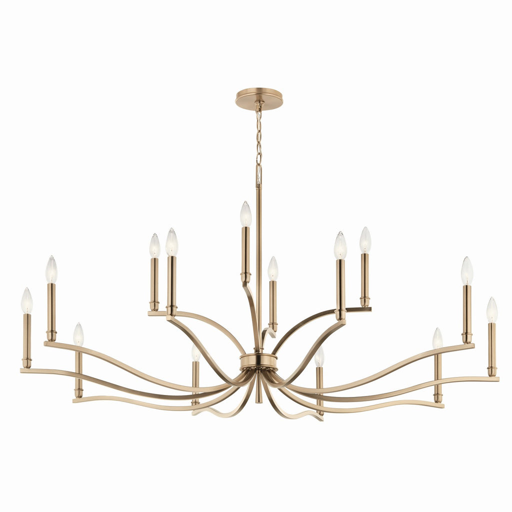 KICHLER 52698CPZ Malene 52.75 Inch 14 Light 2-Tier Chandelier In Champagne Bronze