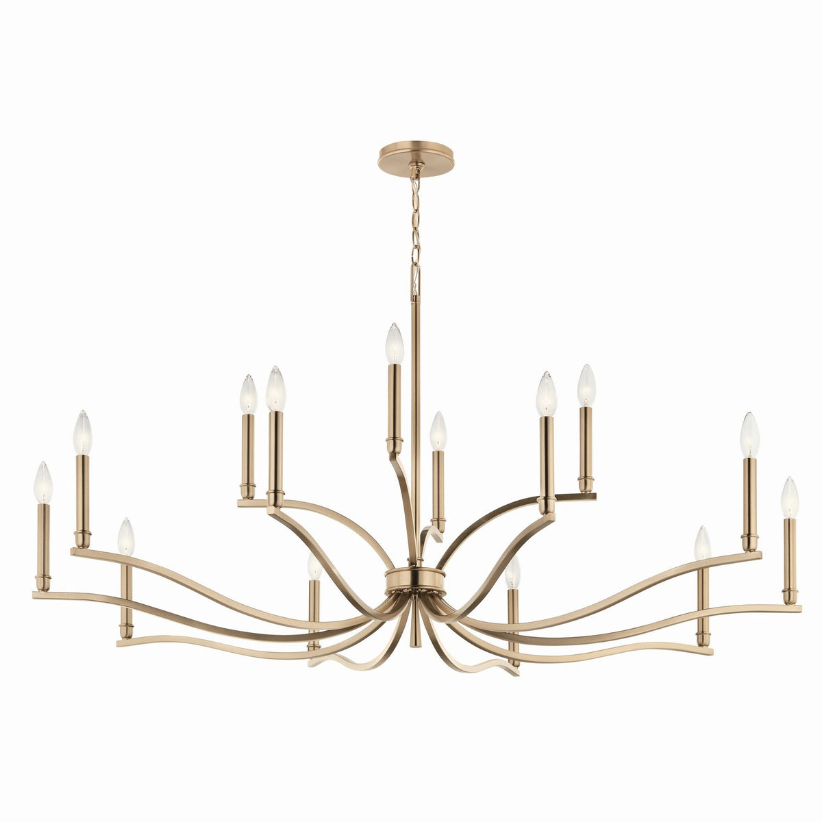 KICHLER 52698CPZ Malene 52.75 Inch 14 Light 2-Tier Chandelier In Champagne Bronze