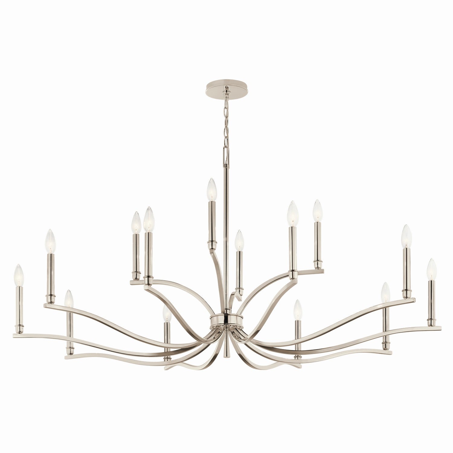 KICHLER 52698PN Malene 52.75 Inch 14 Light 2-Tier Chandelier In Polished Nickel