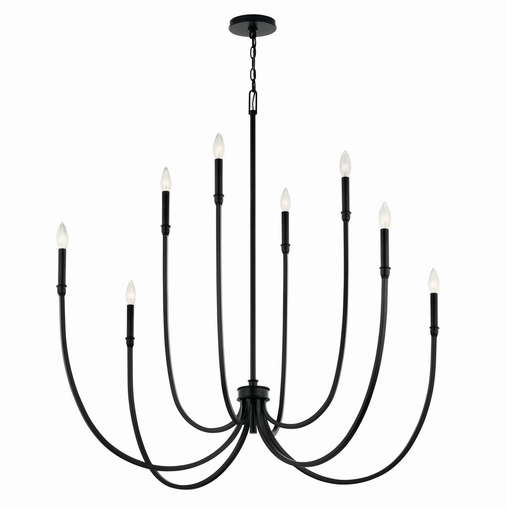 KICHLER 52699BK Malene 45.25 Inch 8 Light Foyer Chandelier In Black