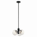 KICHLER 52700BK Silvarious 16.5 Inch 3 Light Convertible Pendant With Clear Crackled Glass In Black