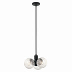 KICHLER 52700BK Silvarious 16.5 Inch 3 Light Convertible Pendant With Clear Crackled Glass In Black