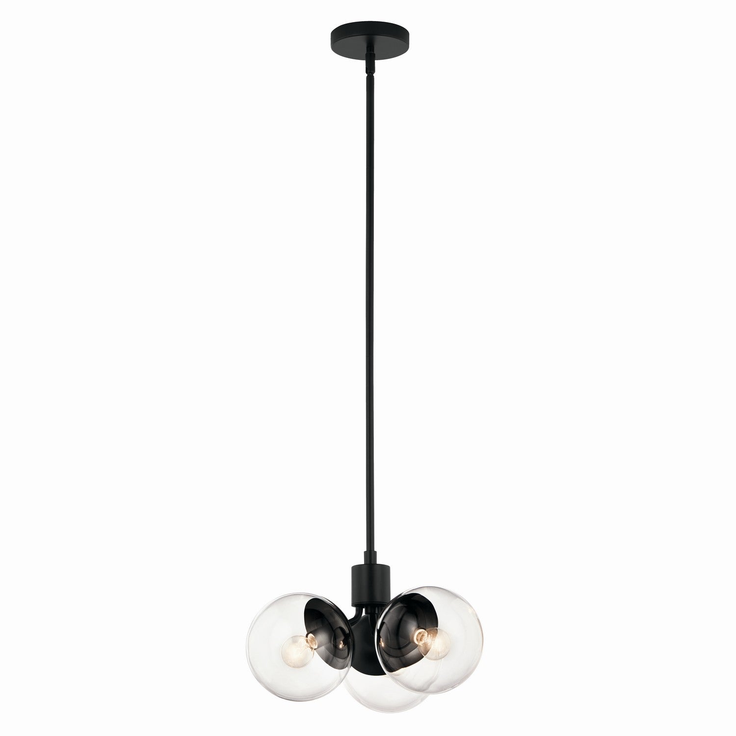KICHLER 52700BKCLR Silvarious 16.5 Inch 3 Light Convertible Pendant With Clear Glass In Black