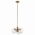 KICHLER 52700CPZ Silvarious 16.5 Inch 3 Light Convertible Pendant With Clear Crackled Glass In Champagne Bronze