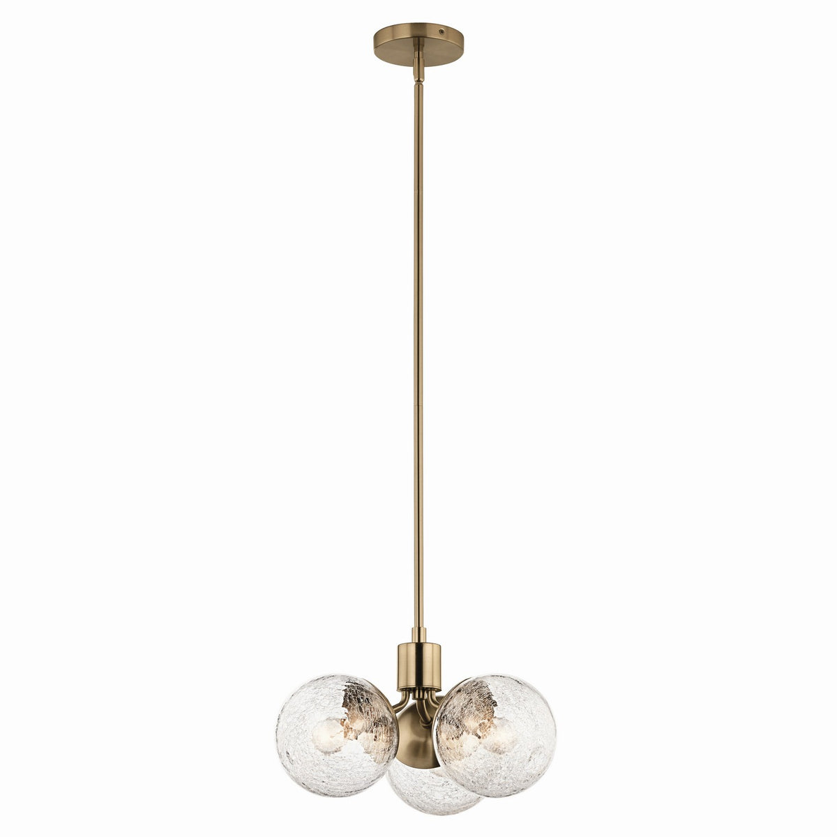 KICHLER 52700CPZ Silvarious 16.5 Inch 3 Light Convertible Pendant With Clear Crackled Glass In Champagne Bronze