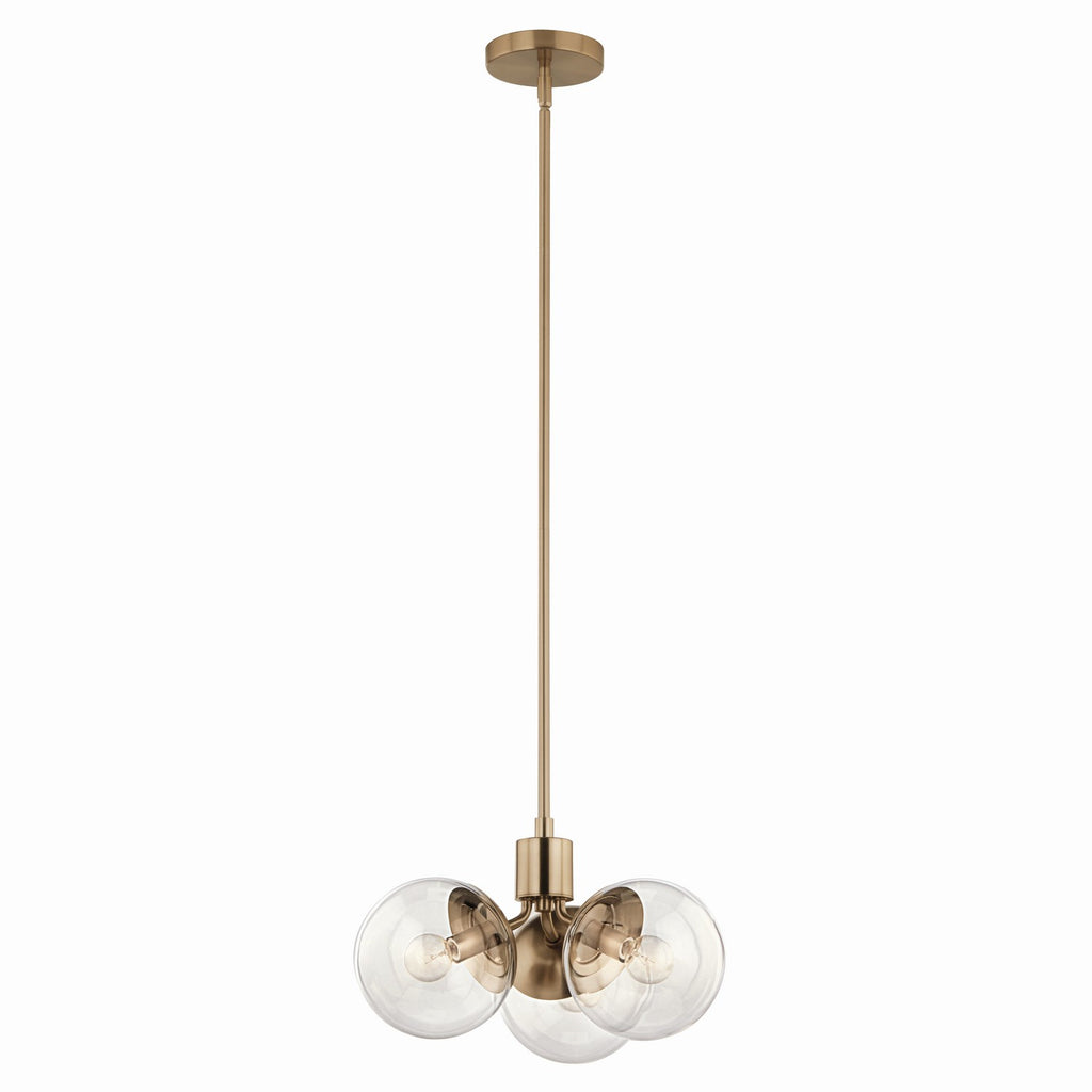 KICHLER 52700CPZCLR Silvarious 16.5 Inch 3 Light Convertible Pendant With Clear Glass In Champagne Bronze