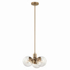 KICHLER 52700CPZCLR Silvarious 16.5 Inch 3 Light Convertible Pendant With Clear Glass In Champagne Bronze