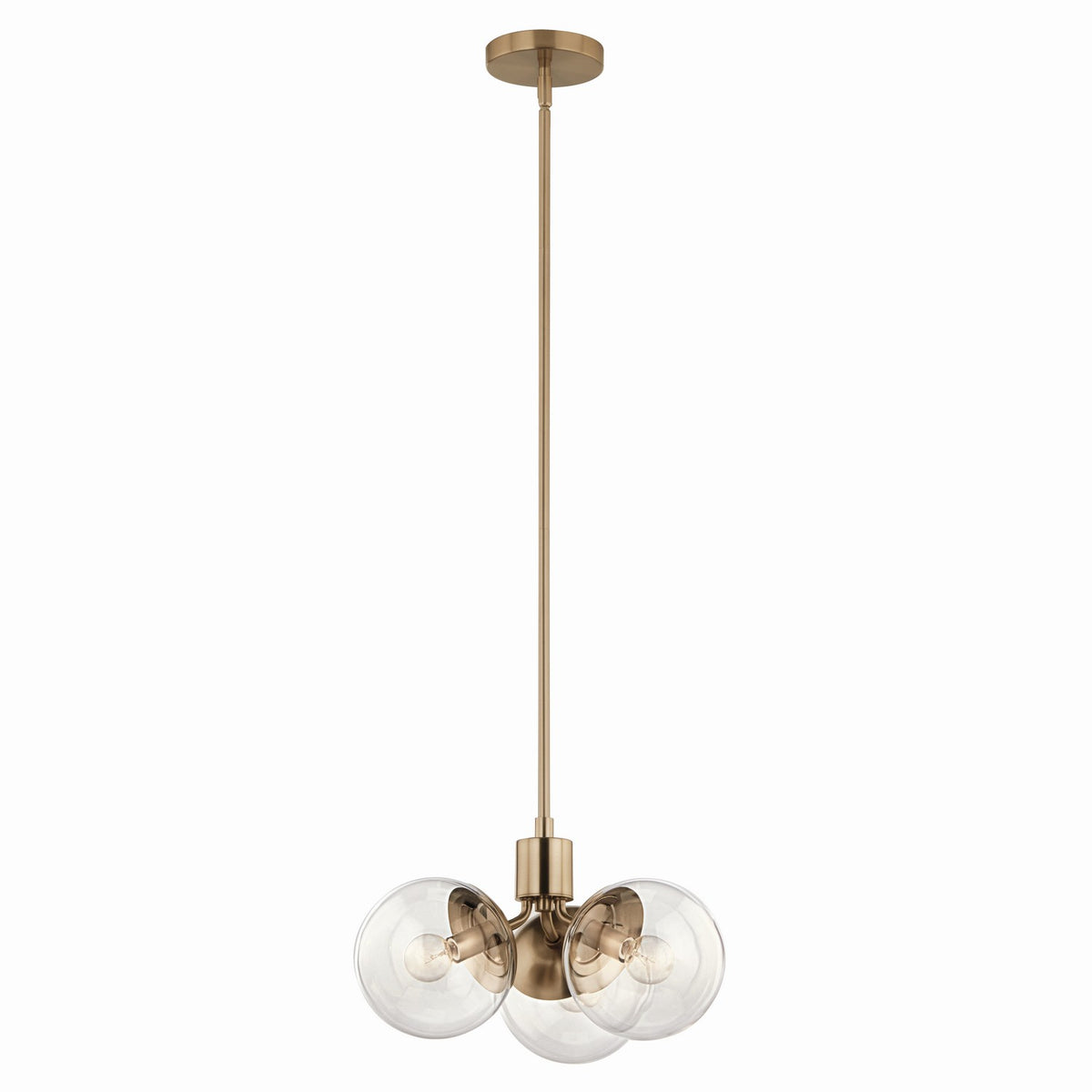 KICHLER 52700CPZCLR Silvarious 16.5 Inch 3 Light Convertible Pendant With Clear Glass In Champagne Bronze