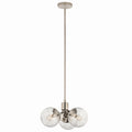 KICHLER 52700PN Silvarious 16.5 Inch 3 Light Convertible Pendant With Clear Crackled Glass In Polished Nickel