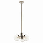 KICHLER 52700PNCLR Silvarious 16.5 Inch 3 Light Convertible Pendant With Clear Glass In Polished Nickel
