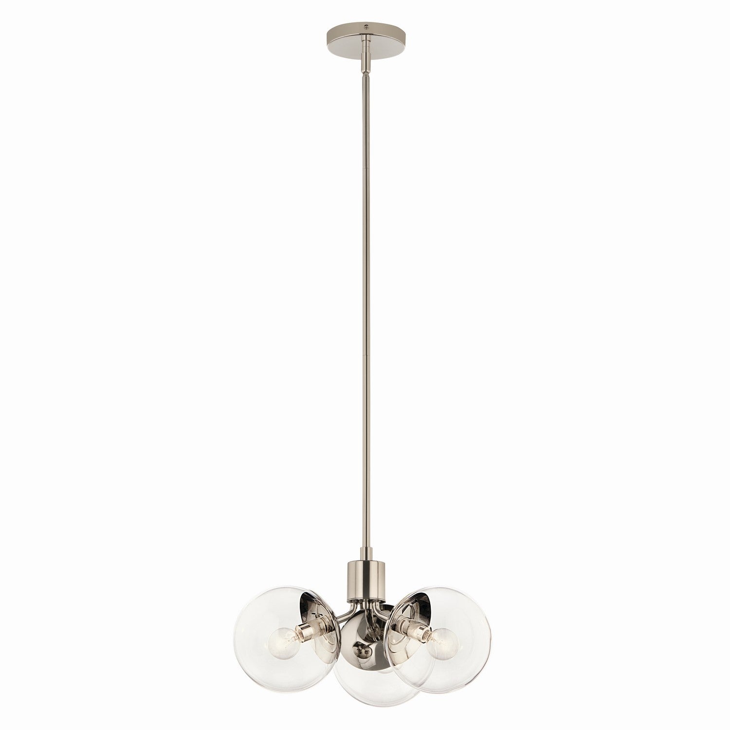 KICHLER 52700PNCLR Silvarious 16.5 Inch 3 Light Convertible Pendant With Clear Glass In Polished Nickel