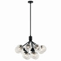 KICHLER 52701BK Silvarious 30 Inch 12 Light Convertible Chandelier With Clear Crackled Glass In Black