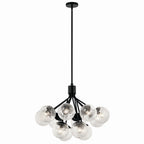KICHLER 52701BK Silvarious 30 Inch 12 Light Convertible Chandelier With Clear Crackled Glass In Black