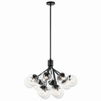 KICHLER 52701BKCLR Silvarious 30 Inch 12 Light Convertible Chandelier With Clear Glass In Black