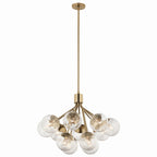 KICHLER 52701CPZ Silvarious 30 Inch 12 Light Convertible Chandelier With Clear Crackled Glass In Champagne Bronze