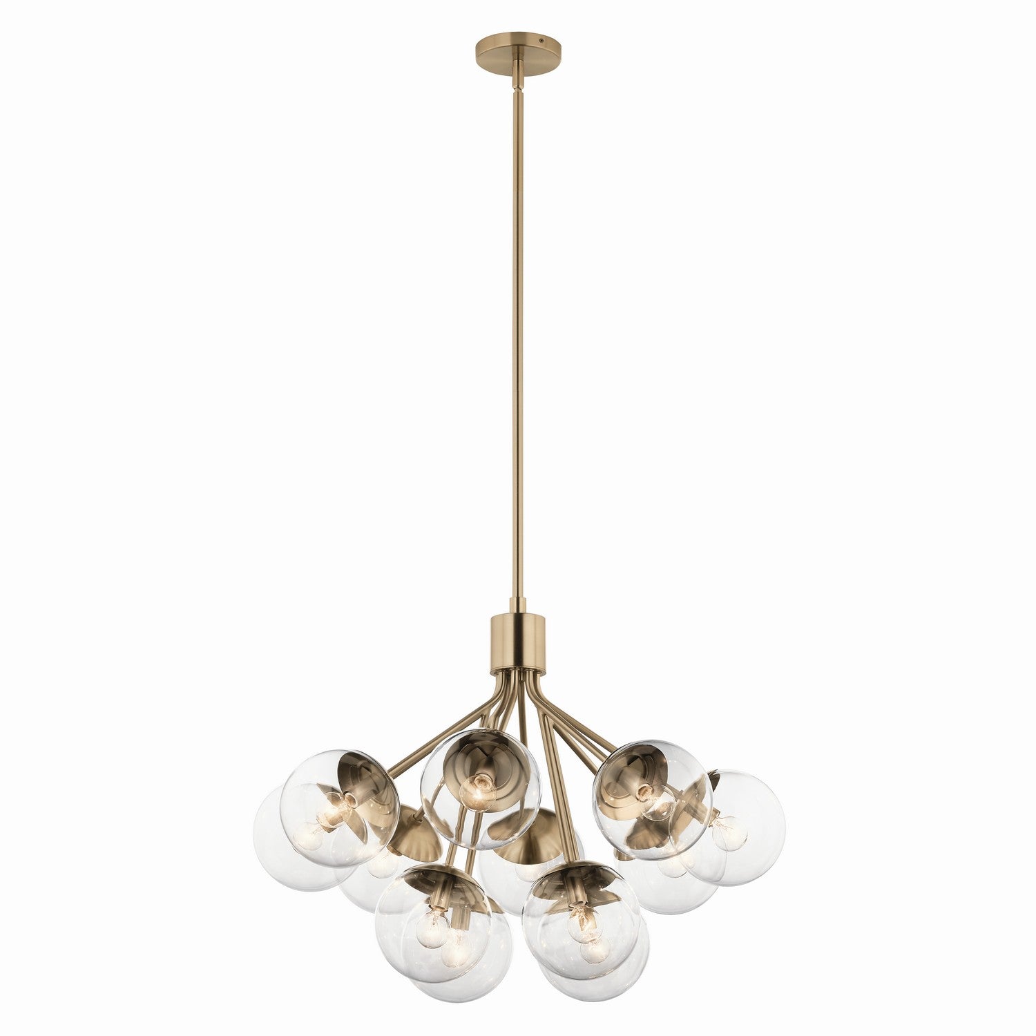 KICHLER 52701CPZCLR Silvarious 30 Inch 12 Light Convertible Chandelier With Clear Glass In Champagne Bronze