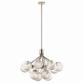 KICHLER 52701PN Silvarious 30 Inch 12 Light Convertible Chandelier With Clear Crackled Glass In Polished Nickel