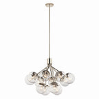 KICHLER 52701PNCLR Silvarious 30 Inch 12 Light Convertible Chandelier With Clear Glass In Polished Nickel