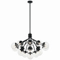 KICHLER 52702BKCLR Silvarious 38 Inch 16 Light Convertible Chandelier With Clear Glass In Black