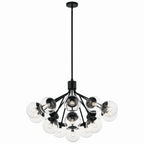 KICHLER 52702BKCLR Silvarious 38 Inch 16 Light Convertible Chandelier With Clear Glass In Black
