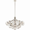 KICHLER 52702PN Silvarious 38 Inch 16 Light Convertible Chandelier With Clear Crackled Glass In Polished Nickel
