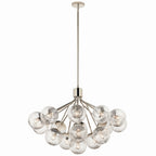 KICHLER 52702PN Silvarious 38 Inch 16 Light Convertible Chandelier With Clear Crackled Glass In Polished Nickel