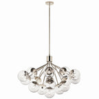 KICHLER 52702PNCLR Silvarious 38 Inch 16 Light Convertible Chandelier With Clear Glass In Polished Nickel