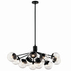KICHLER 52703BKCLR Silvarious 48 Inch 12 Light Linear Convertible Chandelier With Clear Glass In Black