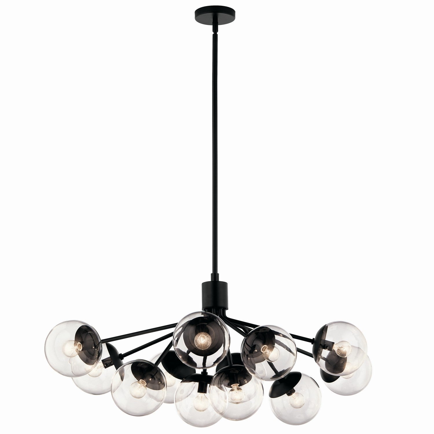KICHLER 52703BKCLR Silvarious 48 Inch 12 Light Linear Convertible Chandelier With Clear Glass In Black