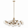 KICHLER 52703CPZ Silvarious 48 Inch 12 Light Linear Convertible Chandelier With Clear Crackled Glass In Champagne Bronze