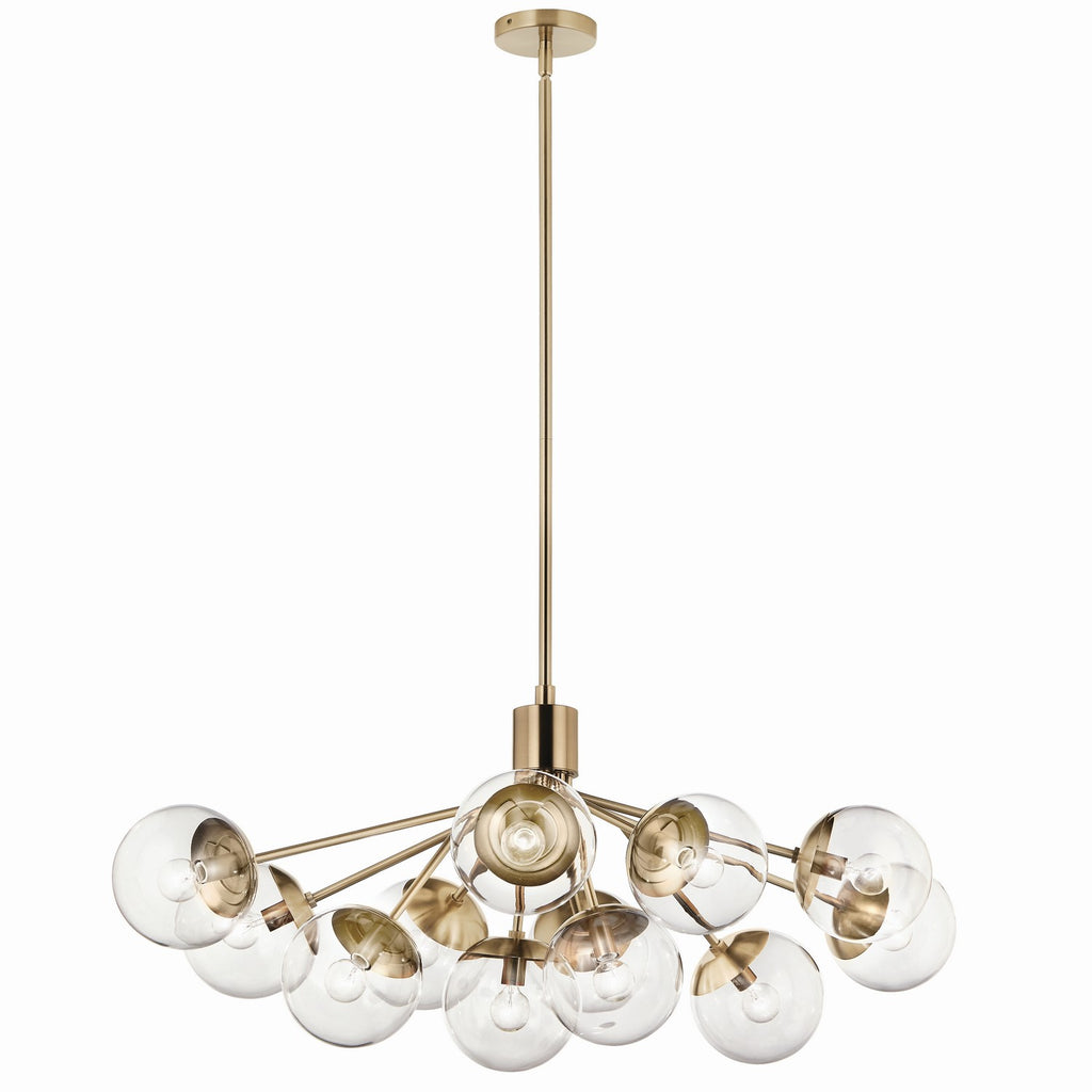 KICHLER 52703CPZCLR Silvarious 48 Inch 12 Light Linear Convertible Chandelier With Clear Glass In Champagne Bronze