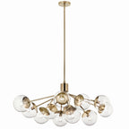 KICHLER 52703CPZCLR Silvarious 48 Inch 12 Light Linear Convertible Chandelier With Clear Glass In Champagne Bronze