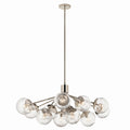 KICHLER 52703PN Silvarious 48 Inch 12 Light Linear Convertible Chandelier With Clear Crackled Glass In Polished Nickel