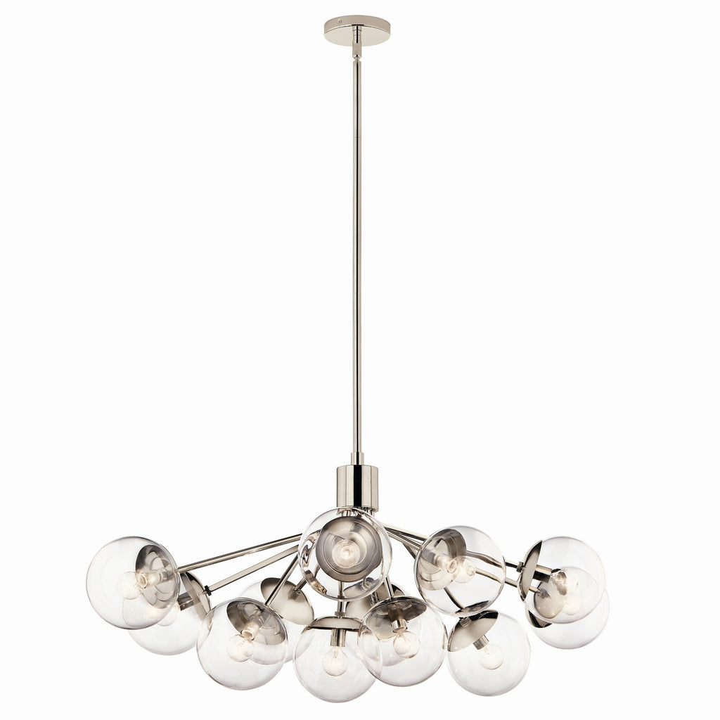 KICHLER 52703PNCLR Silvarious 48 Inch 12 Light Linear Convertible Chandelier With Clear Glass In Polished Nickel