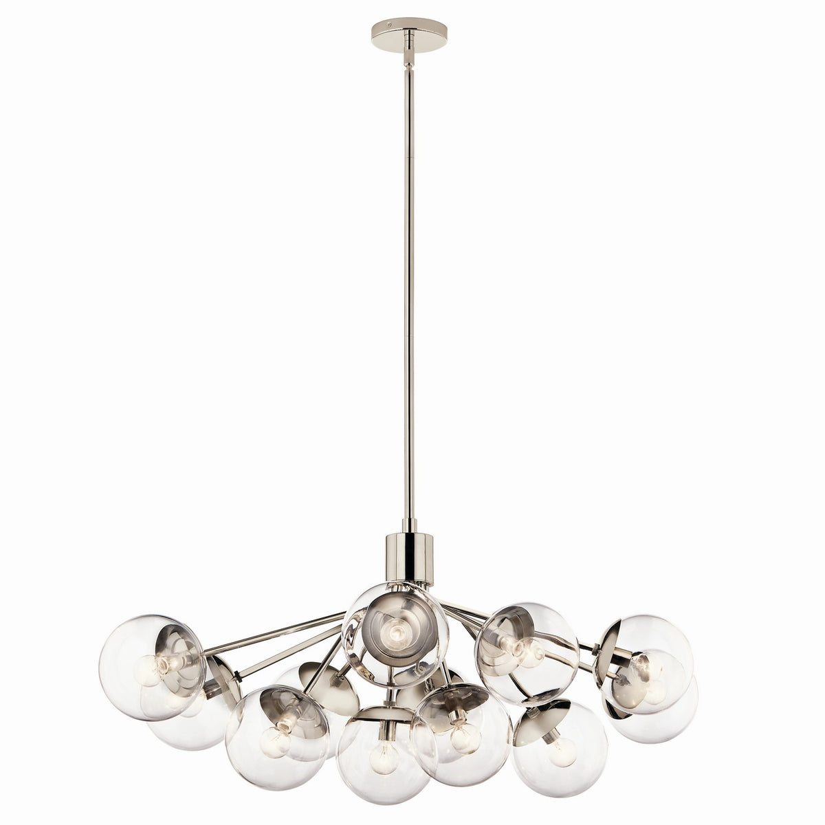 KICHLER 52703PNCLR Silvarious 48 Inch 12 Light Linear Convertible Chandelier With Clear Glass In Polished Nickel