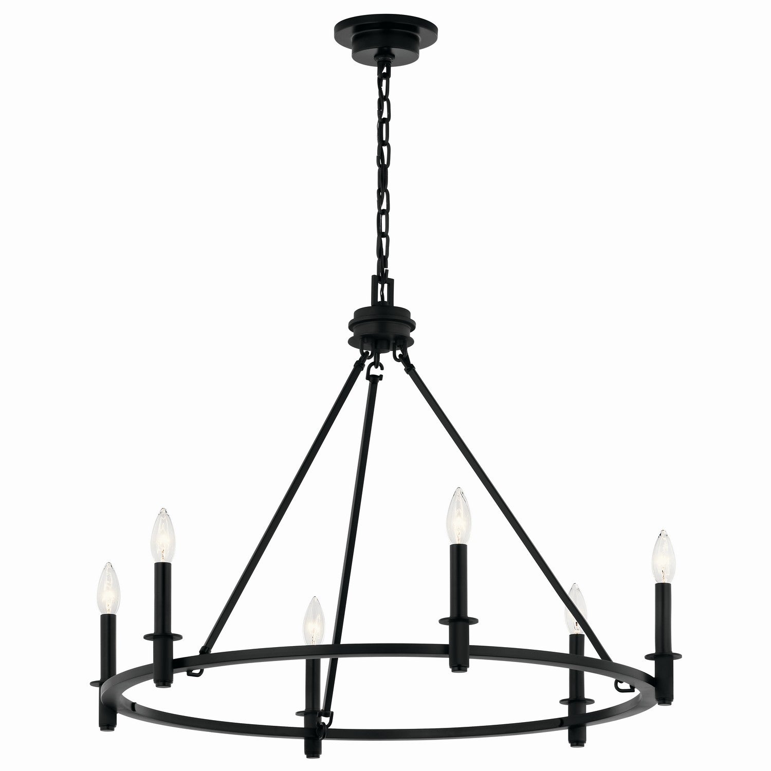 KICHLER 52705BK Carrick 32.25 Inch 6 Light Chandelier In Black