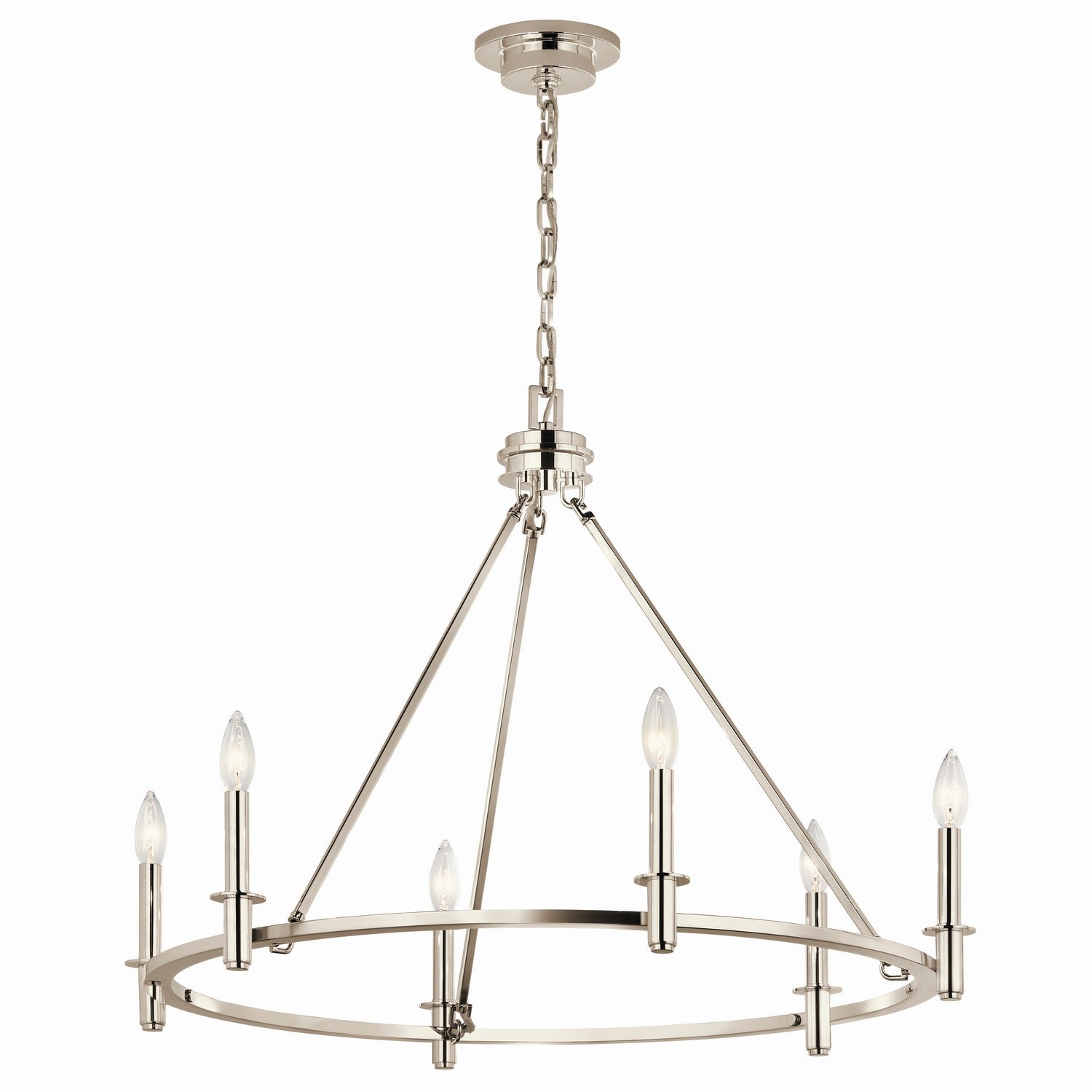 KICHLER 52705PN Carrick 32.25 Inch 6 Light Chandelier In Polished Nickel