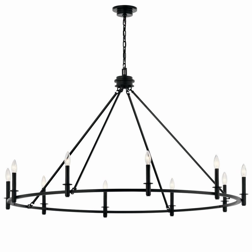 KICHLER 52707BK Carrick 54.25 Inch 10 Light Chandelier In Black
