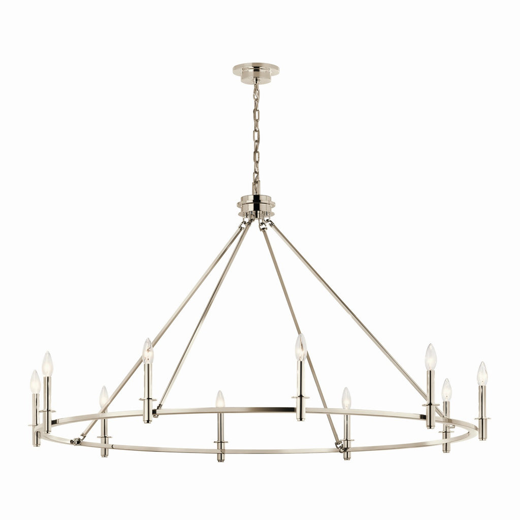 KICHLER 52707PN Carrick 54.25 Inch 10 Light Chandelier In Polished Nickel