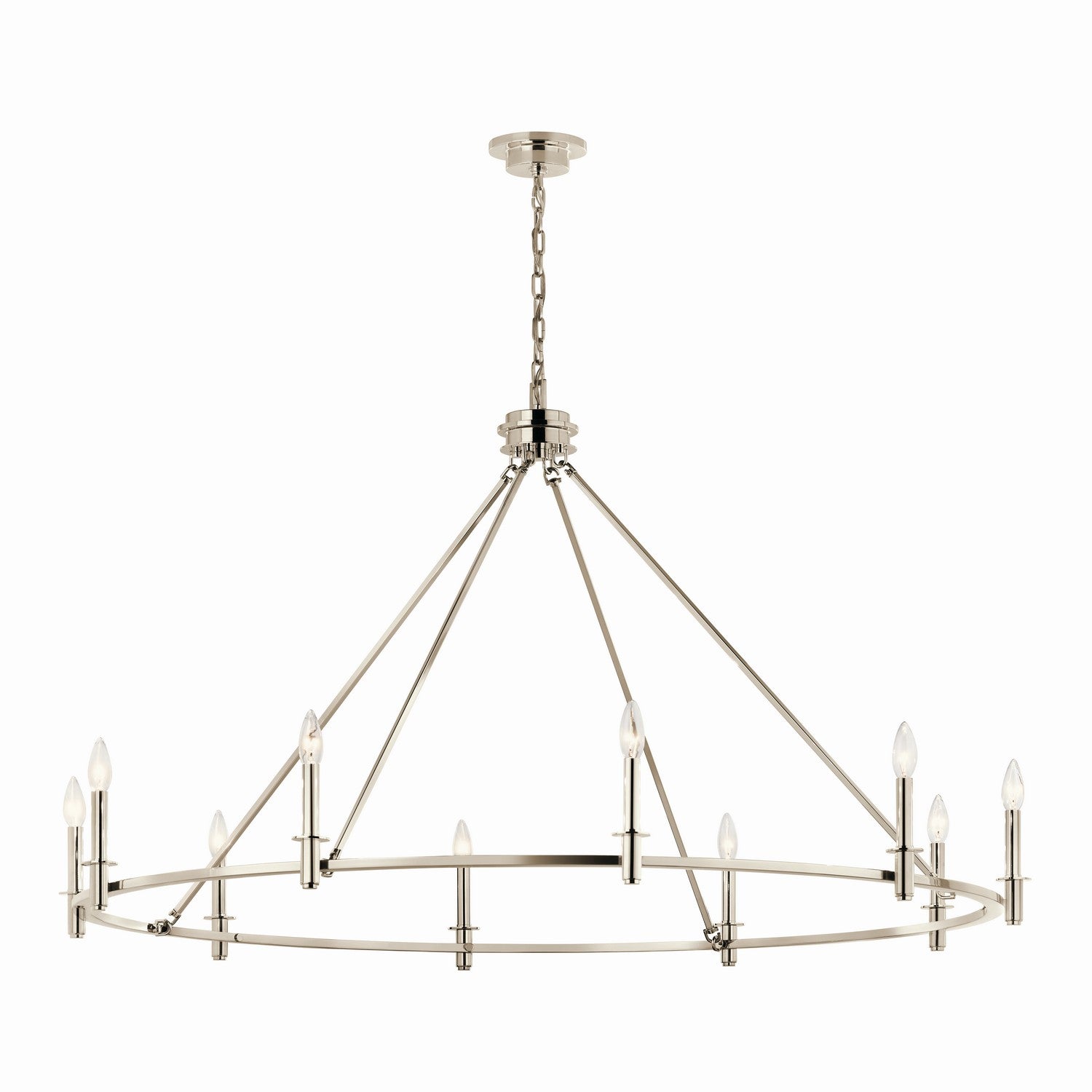 KICHLER 52707PN Carrick 54.25 Inch 10 Light Chandelier In Polished Nickel