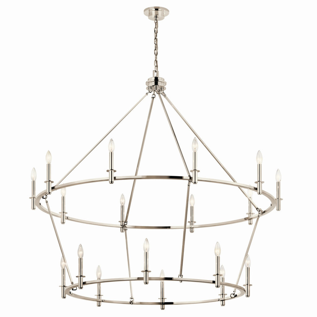 KICHLER 52708PN Carrick 54.25 Inch 18 Light 2-Tier Chandelier In Polished Nickel